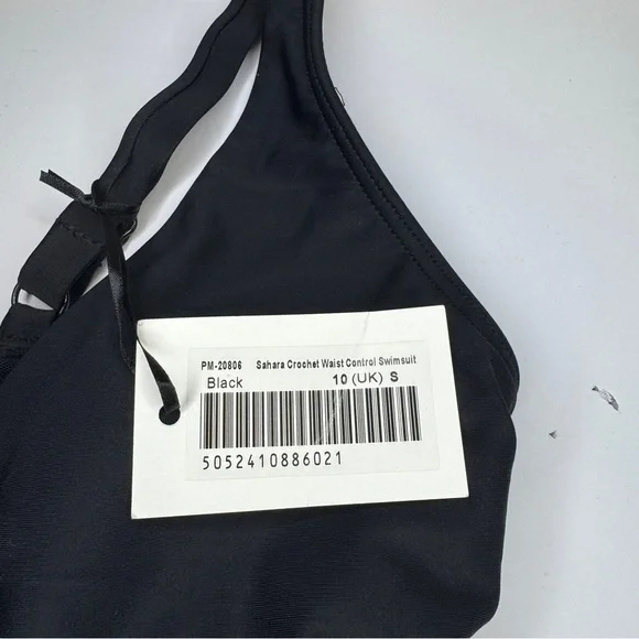Pour Moi Sahara Crochet Waist Control Swimsuit Black Size Small NWT - Picture 8 of 10